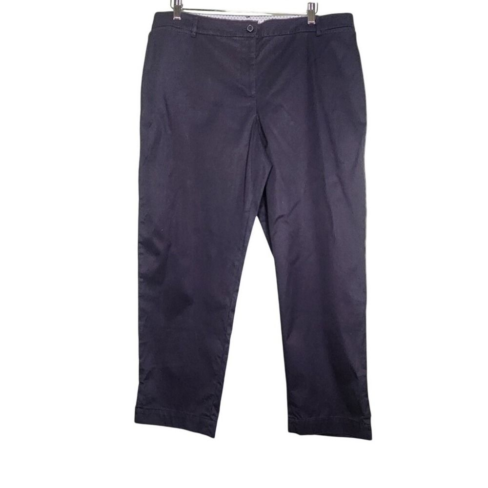 Talbots Perfect Crop Pants Black Classic Preppy Slim Leg Twill Casual 16